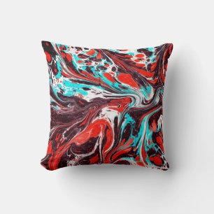 marble ebru colourful acrylic pouring pattern back cushion