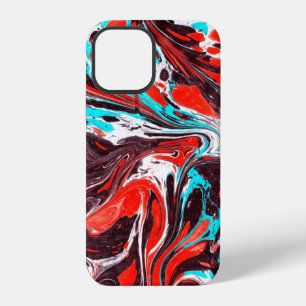 marble ebru colourful acrylic pouring pattern back iPhone 12 case