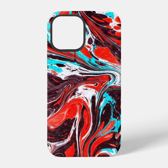 marble ebru colourful acrylic pouring pattern back iPhone case (Back)