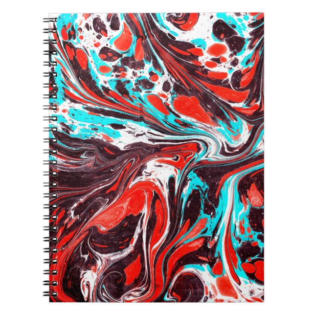 marble ebru colourful acrylic pouring pattern back notebook (Front)