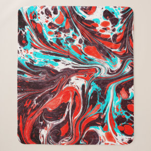 marble ebru colourful acrylic pouring pattern back sherpa blanket