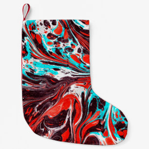 marble ebru colourful acrylic pouring pattern back small christmas stocking