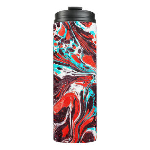 marble ebru colourful acrylic pouring pattern back thermal tumbler