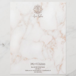 Marble Effect Meditation Mandala And Relax Quote Custom Letterhead