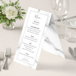 Marble effect petals wedding reception menu
