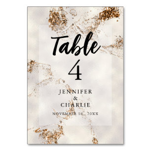 Marble Elegant Gold Glitter Ivory Texture Modern Table Number