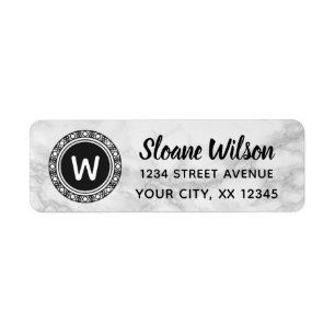 Marble Elegant Initial Circle Monogram Return Address Label