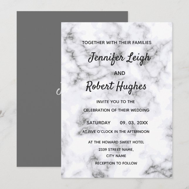 Marble  elegant wedding invitation (Front/Back)