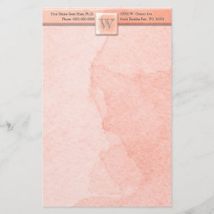 Marble Etched Monogram (Pink) Stationery