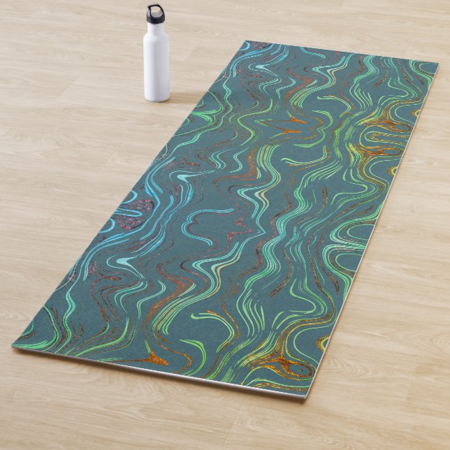 Marble Expression Multi Coloured Lines Yoga Mat (In Situ)