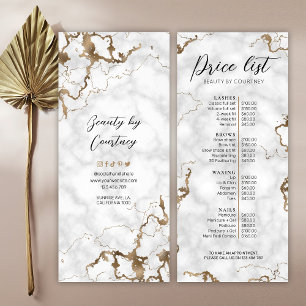 Marble Faux Gold Script Font Salon Price List Menu