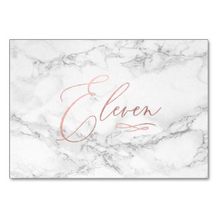 Marble Faux Rose Gold Romantic Calligraphy Eleven Table Number