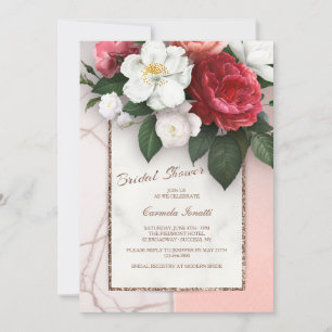Marble Floral Bridal Shower Invitation