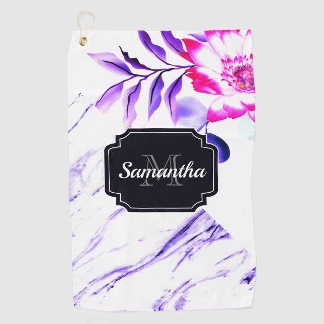 Marble Floral Golf Towel (Front)