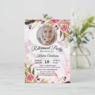 Marble Floral Retirement Party Invitation