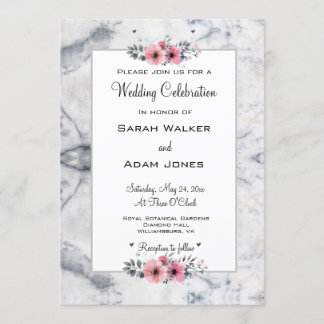 Marble Floral Wedding Invitation