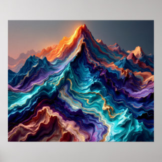 Marble Flow Mountains – Colorful Abstract Art Post Poster