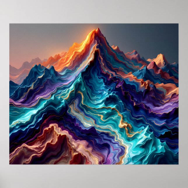 Marble Flow Mountains – Colorful Abstract Art Post Poster (Front)