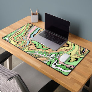 Marble Fluid Art Pour Painting Style Desk Mat