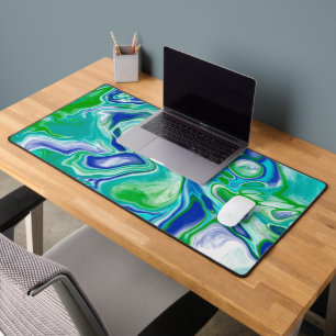 Marble Fluid Art Pour Painting Style Desk Mat