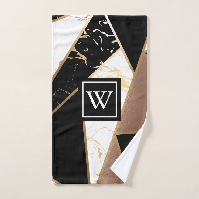 Marble Foil Geometric Mosaic Bath Towel Set (Hand Towel)