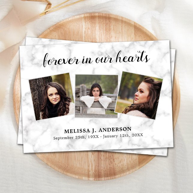 Marble Forever In Our Hearts Sympathy Funeral Thank You Card (Creator Uploaded)