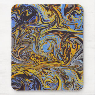Marble Forms – Blue & Gold Art Mouse Pad
