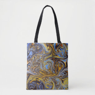 Marble Forms – Blue & Gold Artistic Tote Bag
