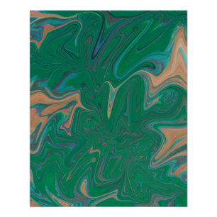 Marble Forms – Green & Gold Natural Flow Poster