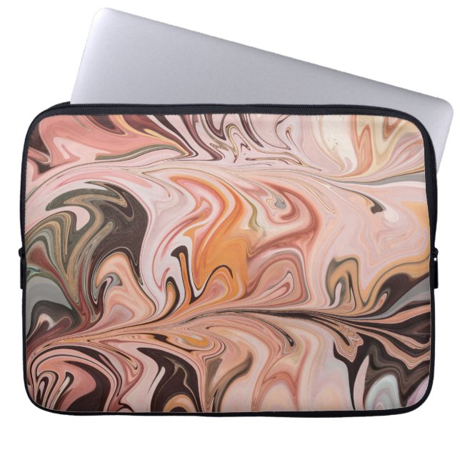 Marble Forms – Pink & Beige Soft Marble Laptop Sleeve (Front)