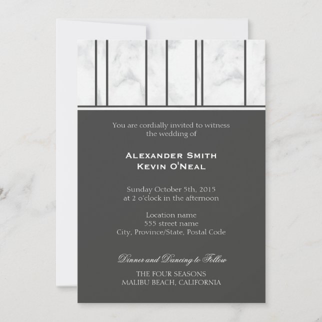 Marble Gay Wedding  Invitation (Front)