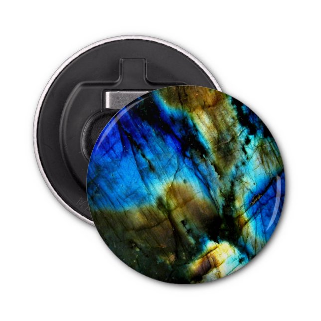 marble gemstone teal turquoise indigo blue agate bottle opener (Front)