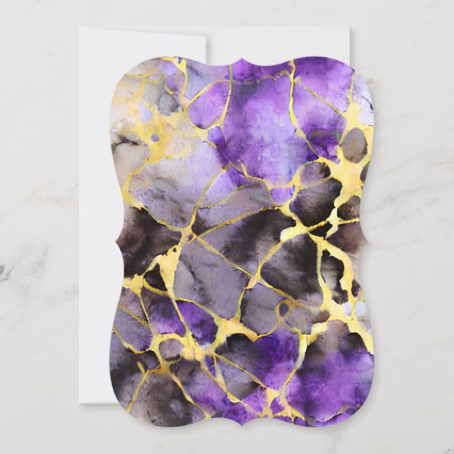Marble Gentle Background Brown Purple Black Gold S Card (Front)