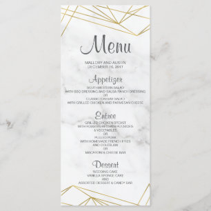 Marble Geometric Elegant Wedding Menu Card