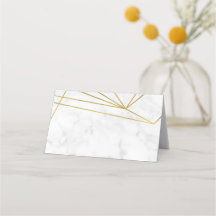Marble Geometric Elegant Wedding Place Card