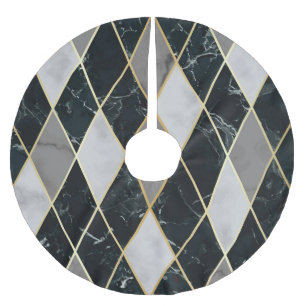 Marble Geometric: Gold Lines Luxury Brushed Polyester Tree Skirt