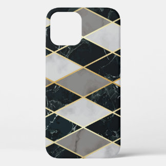 Marble Geometric: Gold Lines Luxury iPhone 12 Case