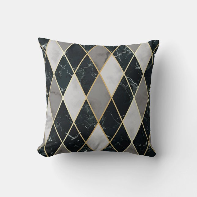 Marble Geometric: Gold Lines Luxury Cushion (Front)