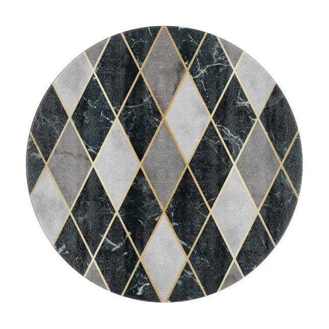 Marble Geometric: Gold Lines Luxury Cutting Board (Front)