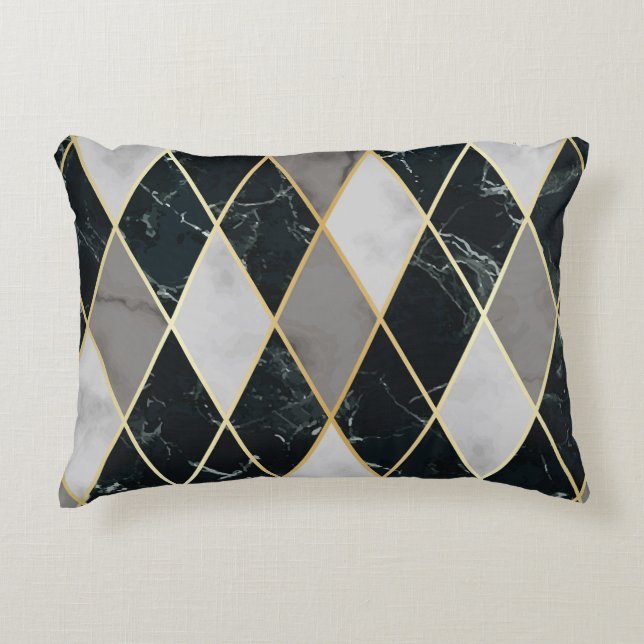 Marble Geometric: Gold Lines Luxury Decorative Cushion (Front)