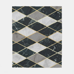 Marble Geometric: Gold Lines Luxury Fleece Blanket