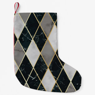 Marble Geometric: Gold Lines Luxury Small Christmas Stocking