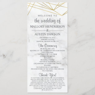 Marble Geometric Modern Wedding Program Front/Back