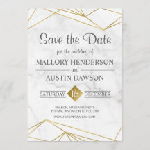 Marble Geometric Wedding Save the Date Card