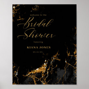 Marble Glitter Bridal Shower Black Gold ID644 Poster