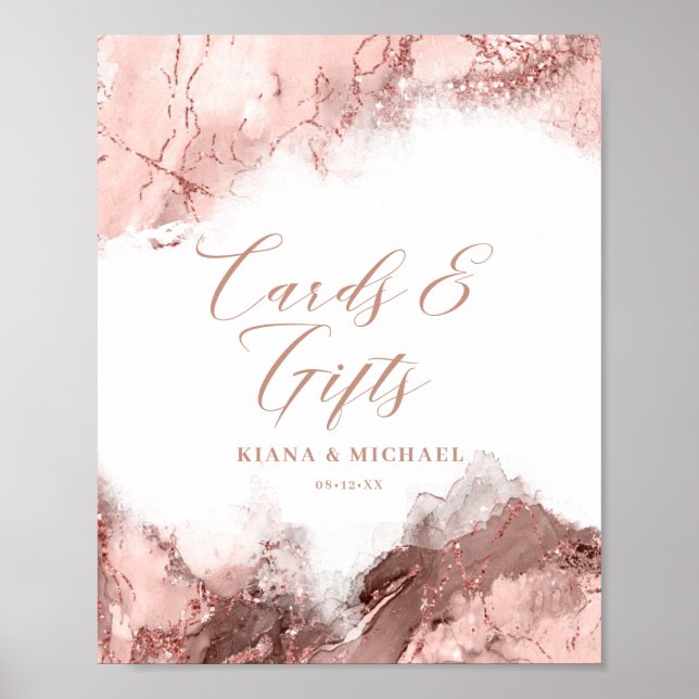 Marble Glitter Cards & Gifts Rose Gold ID644 Poster (Front)