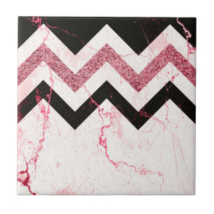 Marble & Glitter Chevron Ceramic Tile