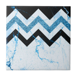 Marble & Glitter Chevron Ceramic Tile