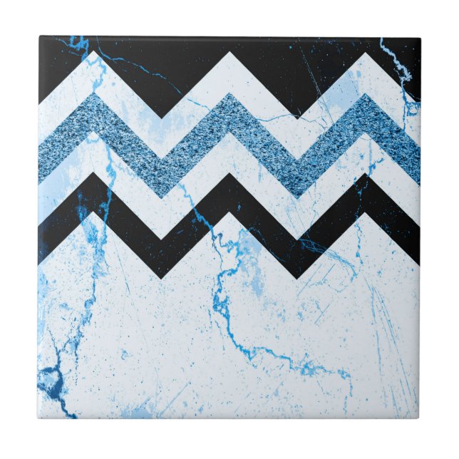 Marble & Glitter Chevron Ceramic Tile (Front)