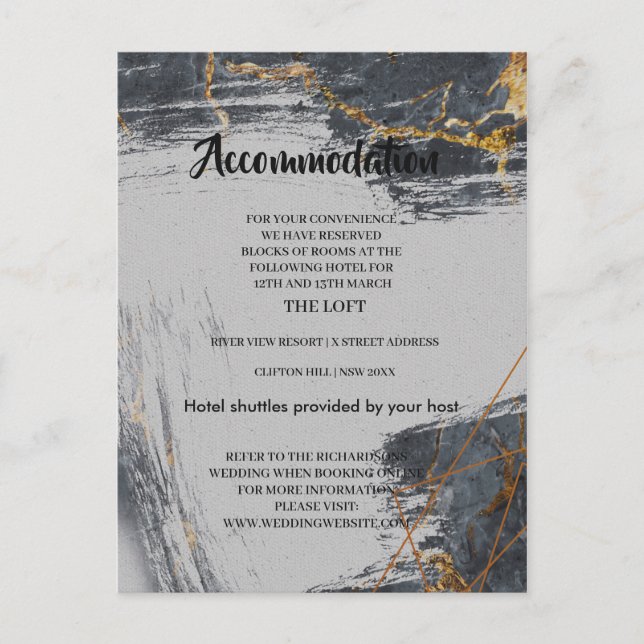 Marble Glitter Geometric  Accommodation card (Front)